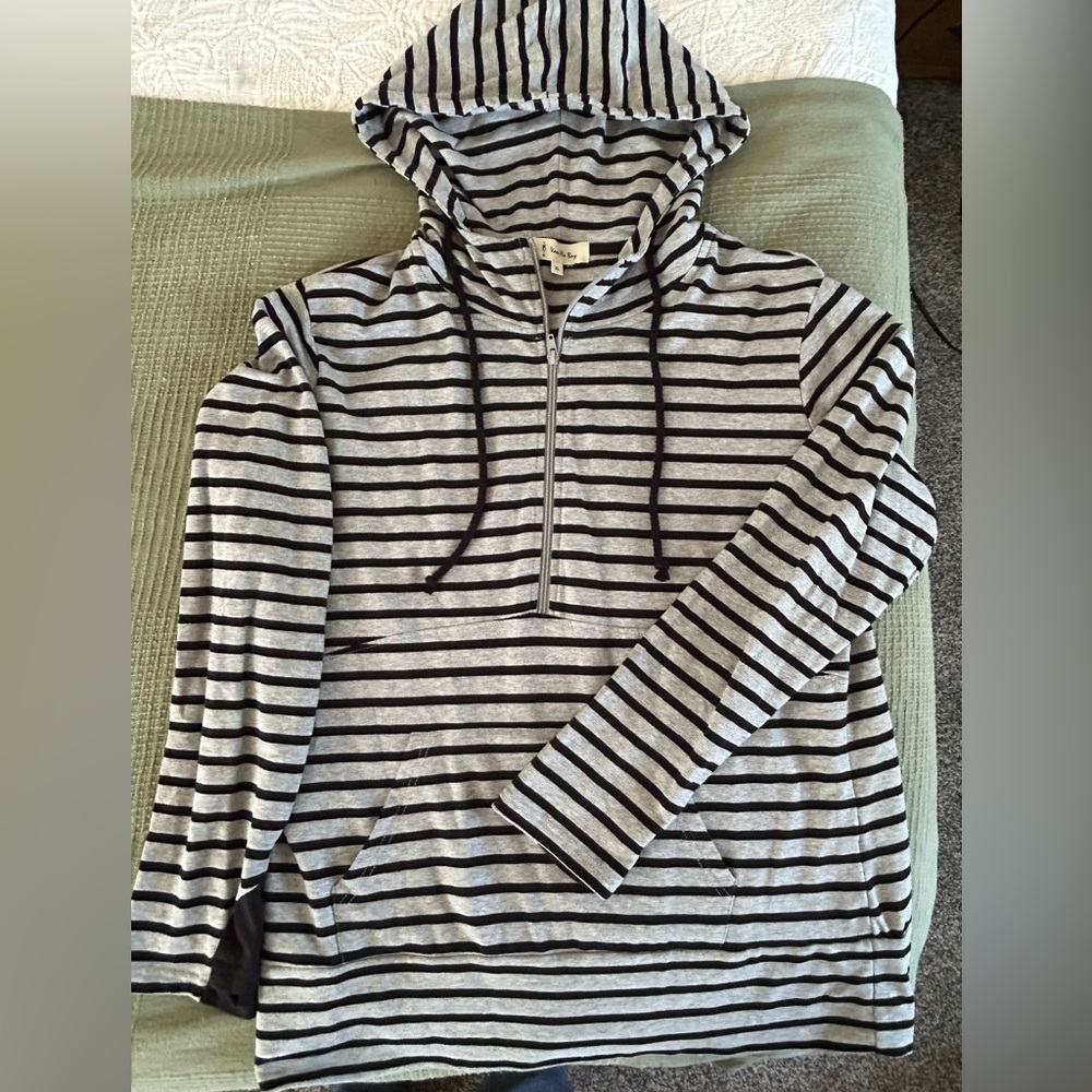 Vanilla Bay Black and Gray Striped Hoodie